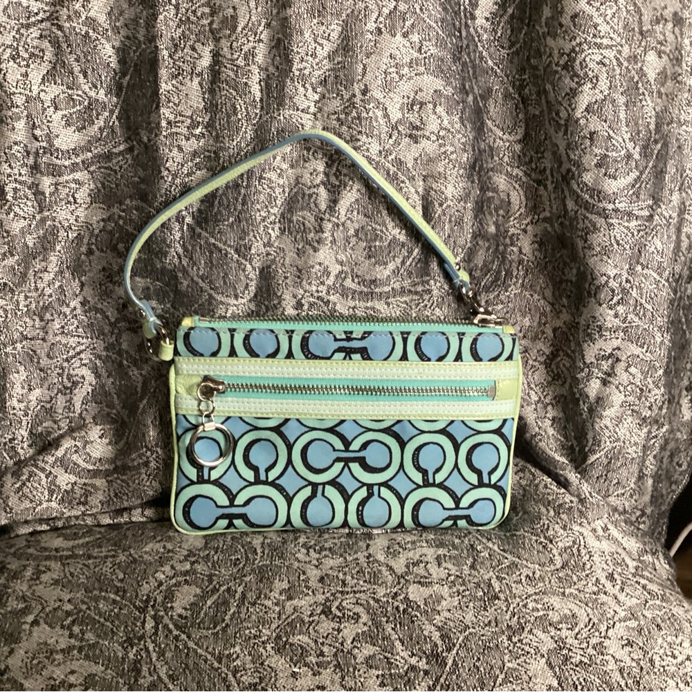 Coach Poppy blue and green with black 3D pop art styling with silver hardware - Picture 5 of 5